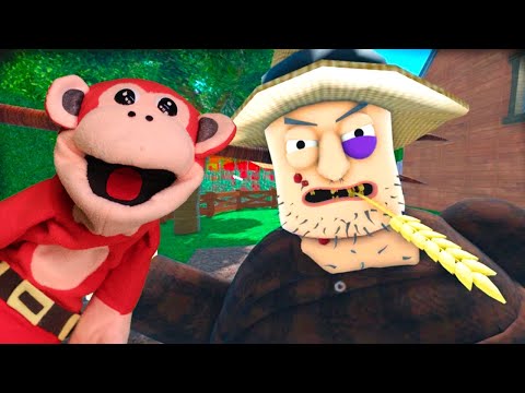 ¡TIM EL GRANJERO los persigue! Escape ÉPICO en Roblox con Monosílabo y Nicola #roblox