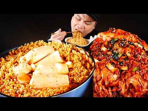 떡순두부 열라면과 매콤한 생김치 먹방~!! 리얼사운드 ASMR social eating Mukbang(Eating Show)