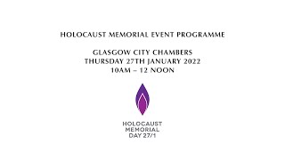 Holocaust Memorial Day 27th January glasgowcitycouncil Live Stream