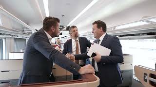 Der neue Railjet. Unterwegs mit Staatsminister Bernreiter und Landesrat Zumtobel