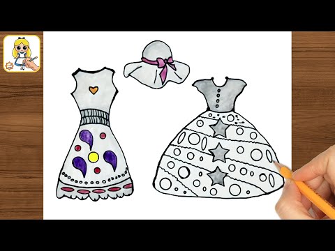 Girl Dress Design Easy Pencil Drawing || How to Draw Girl Dress || Pencil Sketch
