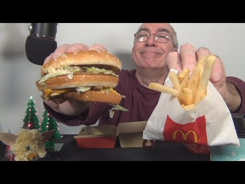 ASMR Eating McDonald's Big Mac Fries Apple Pie Peppermint Mocha
