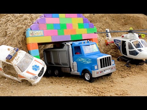 Cars toys racing to find Ambulance parts in caves and on sand! | BIBO TOYS