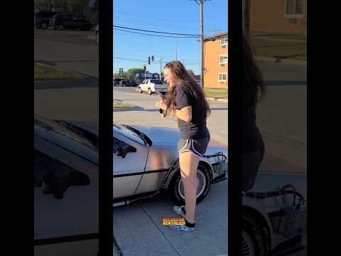 Girl sees a Delorean Time Machine and gets the SURPRISE of her LIFE! #backtothefuture #shorts