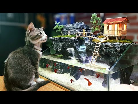 DIY Tiny Waterfall Aquarium Realistic Diorama: The Magic of Recycled Materials