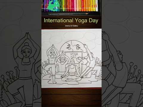 International Yoga Day Drawing | Yoga Day Poster Drawing Easy | Yoga Day #shorts