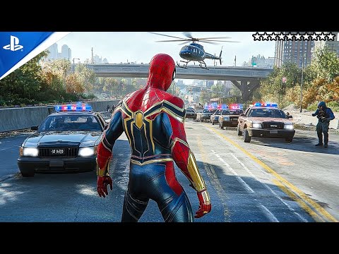 GTA 5 SPIDERMAN POLICE EPIC CHASE . 10 STAR POLICE SURVIVAL