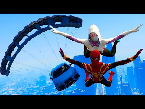 GTA 5 Ragdolling Fails / Gwen Stacy And Spiderman Parachute Fails