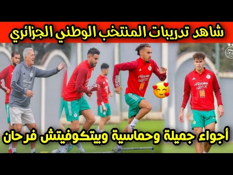 شاهد أجواء الحصة التدريبية للمنتخب الوطني الجزائري قبل مواجهتي غينيا الاستوائية وليبيريا