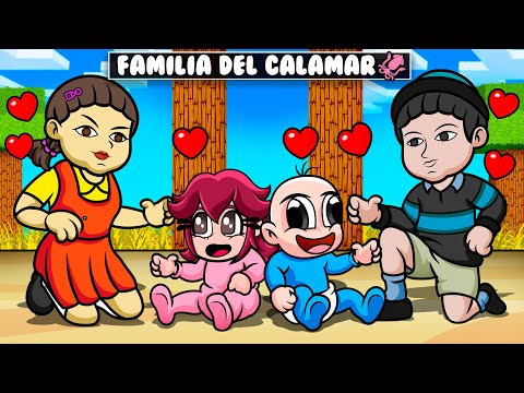 ¡MINECRAFT PERO NOS ADOPTAN LOS MUÑECOS DEL CALAMAR! 🦑  BEBENOOB Y NOOBSI SON SQUIDGAME2