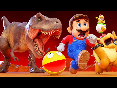 Super Mario & Pac-Man Team Up to Save the Princess from Bowser and  Dinosaur!