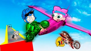 GTA 5 ¡MEGA RAMPA 99% IMPOSIBLE! ✈😡 AVION Vs MOTO