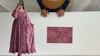 طريقة تفصيل وخياطة فستان قندورة بالكم رجلان موديل جديد بلاستيك dress cutting and stitching robe