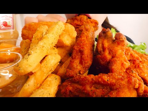 【咀嚼音】チキチキボーンとカリカリポテト｜Japanese Fried Chicken and Crispy Potatoes Eating Sounds/ASMR/mukbang