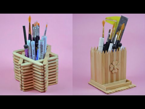 How to make craft with ice cream stick - 2 Easy pencil storage