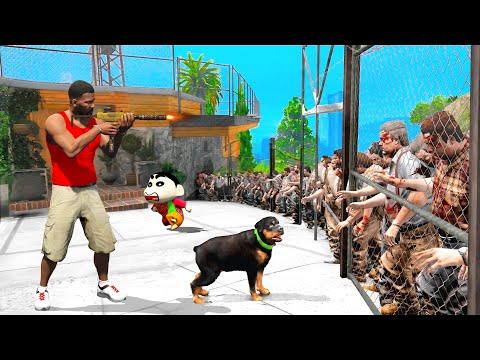GTA 5 ! Franklin and Shinchan Protect Franklin's House from ZOMBIE APOCALYPSE in GTA 5 !(GTA 5 mods)