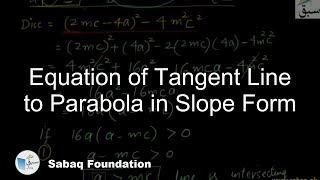 Equation of Tangent Line to Parabola in Slope Form