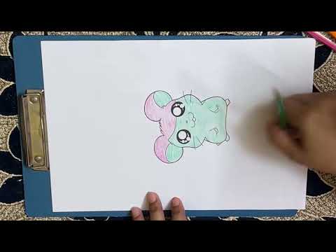 Draw a picture of a round-eyed mouse with colored pencils