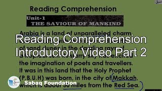 Reading Comprehension Introductory Video Part 2