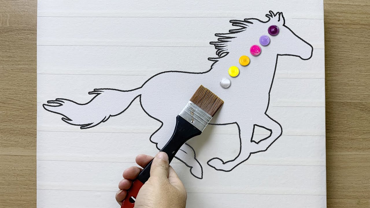 Silhouette Art - Horse Running through the Meadow