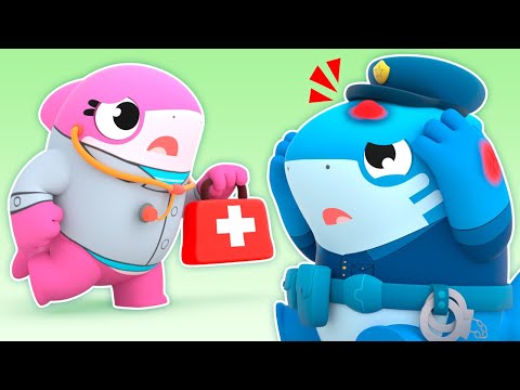 ¡Tengo una canción Boo Boo! Policía herido, ayúdeme doctor | Canción educativa Baby Sharks