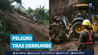 Casas en peligro y tránsito colapsado tras derrumbe en ruta hacia Ciudad de Guatemala