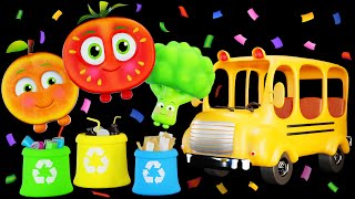 🚌 Wheels On the Bus (Save the Earth) | Funky Fruits Baby Sensory | Calm Music and Dance Party! 🍉