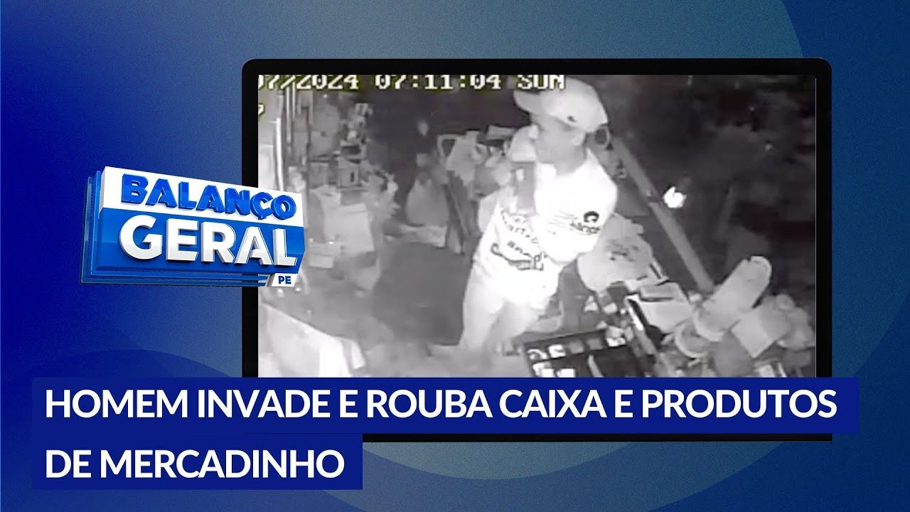 EXCLUSIVO: Homem invade mercadinho e rouba dinheiro do caixa e produtos em Olinda