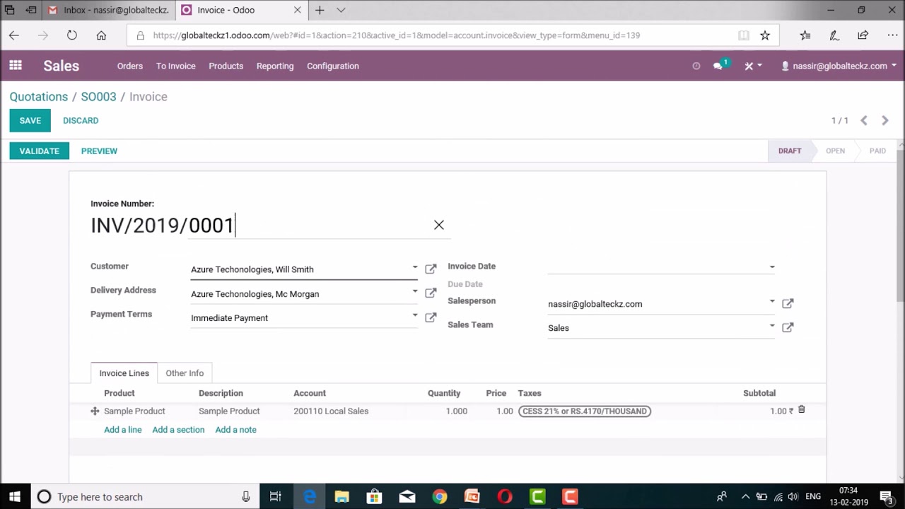 Odoo Demo - How to create Invoice in Odoo | 08.03.2019

www.globalteckz.com How to Create Invoice in Odoo ERP software - This video provide you with an overview of how easily you ...