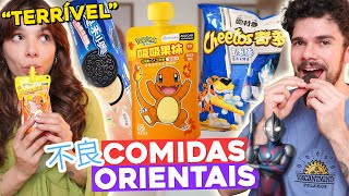 PROVANDO DOCES IMPORTADOS DIFERENTES | Oreo de pessego, Cheetos de peru, Bala líquida?