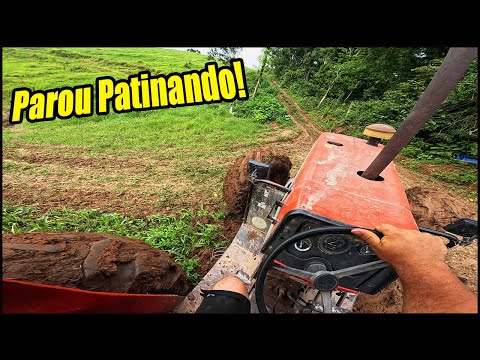 TRATOR PAROU PATINANDO MUITO MOLHADO E LISO! MEU IRMÃO ACELEROU TUDO O MASSEY FERGUSON 292 TURBO!