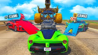 4 YOUTUBER mit OP DINOSAURIER AUTOS JAGEN in GTA 5!