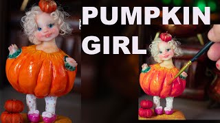 How to make PUMPKIN BABY GIRL  DOLL HEAD Step by Step Tutorial