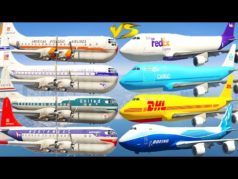 GTA V Boeing 377 Stratocruiser Airplanes VS Every Boeing 747 Cargo Planes Crash and Fail Compilation