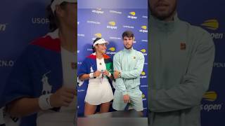 Emma Raducanu meets Carlos Alcaraz at the #usopen #carlosalcaraz #emmaraducanu