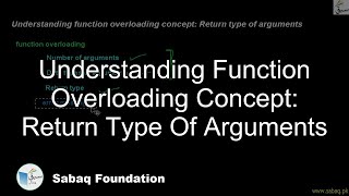 Understanding Function Overloading Concept: Return Type Of Arguments
