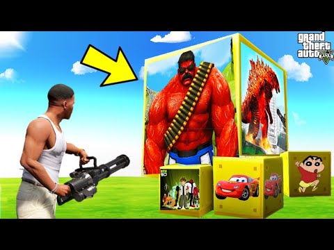 GTA 5: Opening Super Mega * God Hulk and Godzilla * Lucky Blocks with Shinchan and Franklin! Part-2