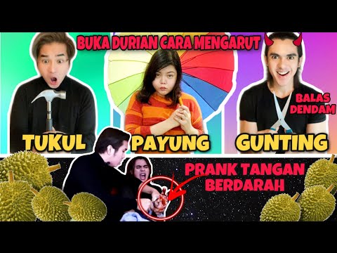CHALLENGE BUKA DURIAN GUNA GUNTING,TUKUL&PAYUNG!AMRI PRANK TANGAN BERDARAH SAMPAI ZAROL PENGSAN!