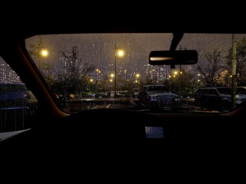 Cozy Rain Sounds Inside the Car with Glowing City Lights | Relaxing Night Rain for Sleep & Calm