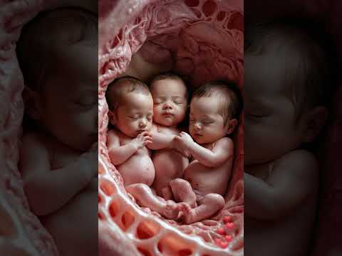 Triplet Babies Bonding in the Womb โ A Miracle of Life ๐