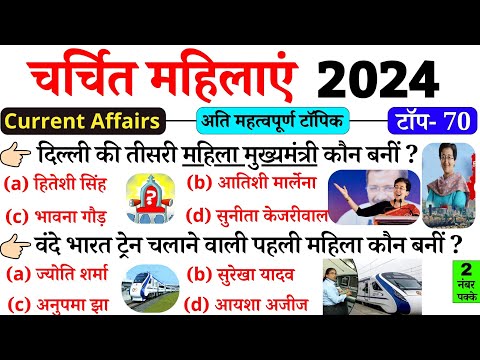 चर्चित महिलाएं 2024 | Current Affairs | Charchit Mahilaye 2024 | Famous Women 2024