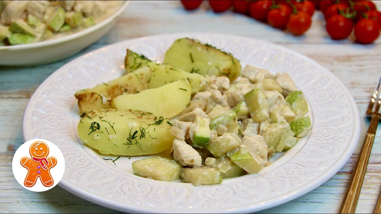 Простой и быстрый летний ужин Курица с кабачками