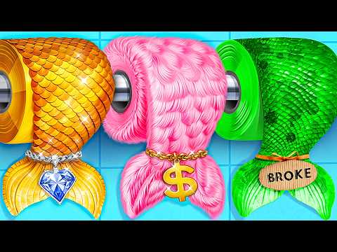 Giga Rich Vs Rich Vs Poor Triplets! How to Become a Mermaid! Funny Situations