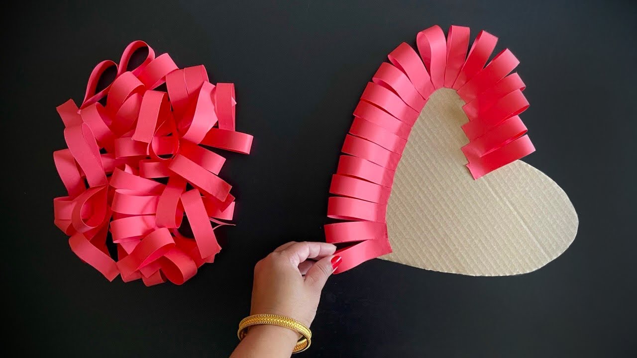 Easy Valentine’s Day Craft idea / Paper Craft for Home Decoration / DIY Paper Heart Wall Hanging