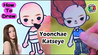 How to draw Yoonchae Katseye Toca boca #paperdiy