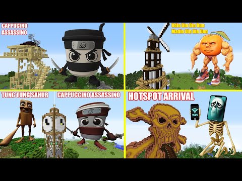 SURVIVING FROM TUNG SAHUR, CAPPUCCINO ASSASSINO, HOT SPOT in Minecraft - Gameplay Coffin meme!