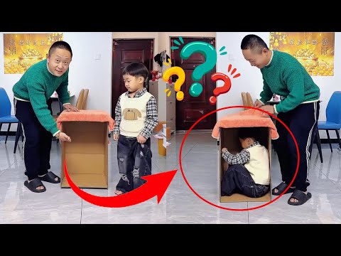 父子两学会的新魔术！儿子这配合太默契了，到底是怎么出来的呢！#Cute baby#Cute#呆萌小米宝#聪明宝宝#萌娃#整蛊#测试