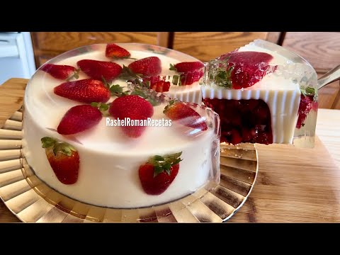 Gelatina rellena con fresas encapsuladas-sobremesa facil😋