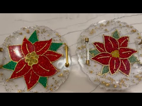 How to Make A  Beautiful Resin Tray From A Mold # Let's Resin  Resin. Poinsettia  Glass & Resin Art