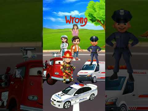 Help Match police, doctor and firefighter vehicles correctly #shorts #animation #cartoon